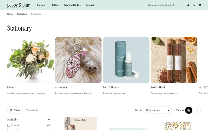 /collections/stationary — poppy & pine