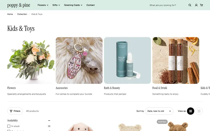 /collections/kids — poppy & pine