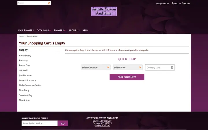 /cart;jsessionid=h4w2Shv9c9LCgUEir9DylbduYJDBdEL1G1lLES5J.56dd3d6fc4a98624ce05051 — Artistic Flowers & Gifts