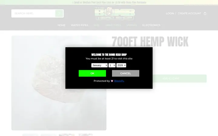 /collections/accessories/products/700ft-hemp-wick-roll — The Bomb Head Shop