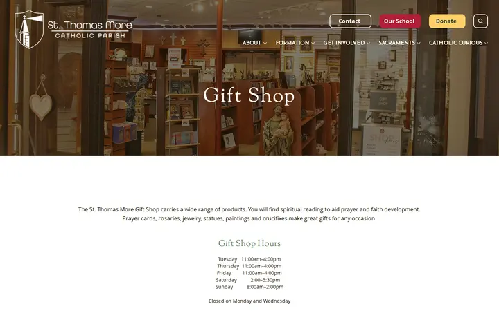 Website of Catholic Gift Shop at St. Thomas More