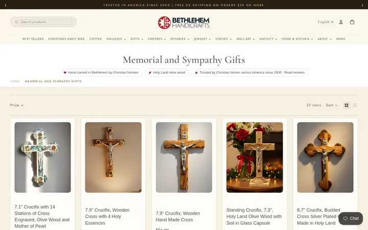 /collections/memorial-sympathy-gifts — Bethlehem Handicraft's Christian Wooden Carvings and Gifts