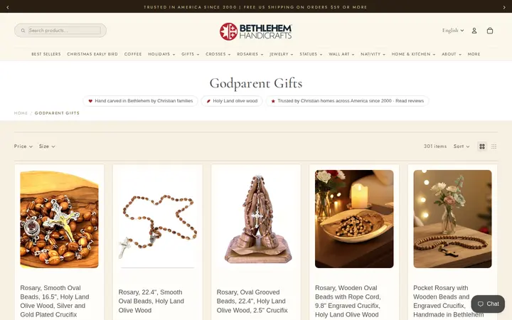 /collections/godparent-gifts — Bethlehem Handicraft's Christian Wooden Carvings and Gifts