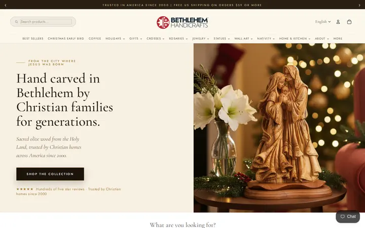 Website of Bethlehem Handicraft's Christian Wooden Carvings and Gifts