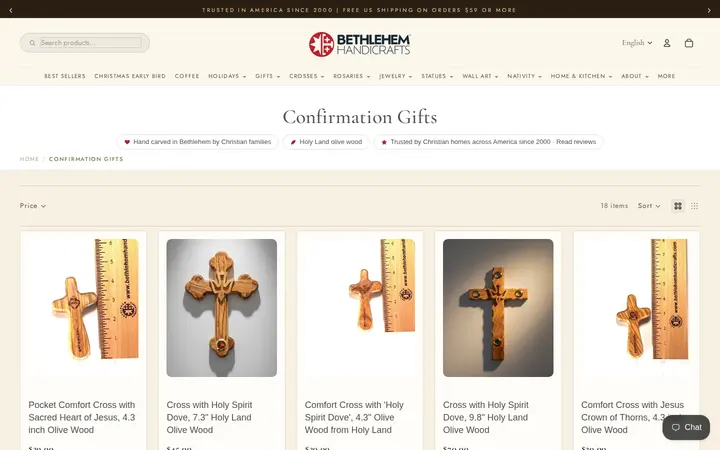 /collections/confirmation-gifts — Bethlehem Handicraft's Christian Wooden Carvings and Gifts