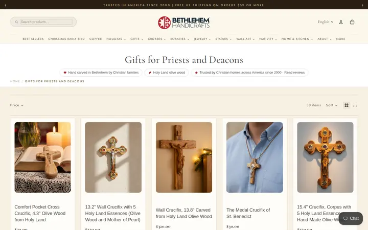 /collections/gifts-for-priests — Bethlehem Handicraft's Christian Wooden Carvings and Gifts