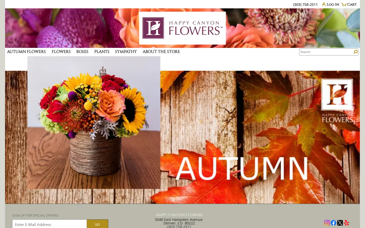 Captured website of Happy Canyon Flowers