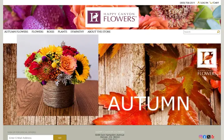 Website of Happy Canyon Flowers