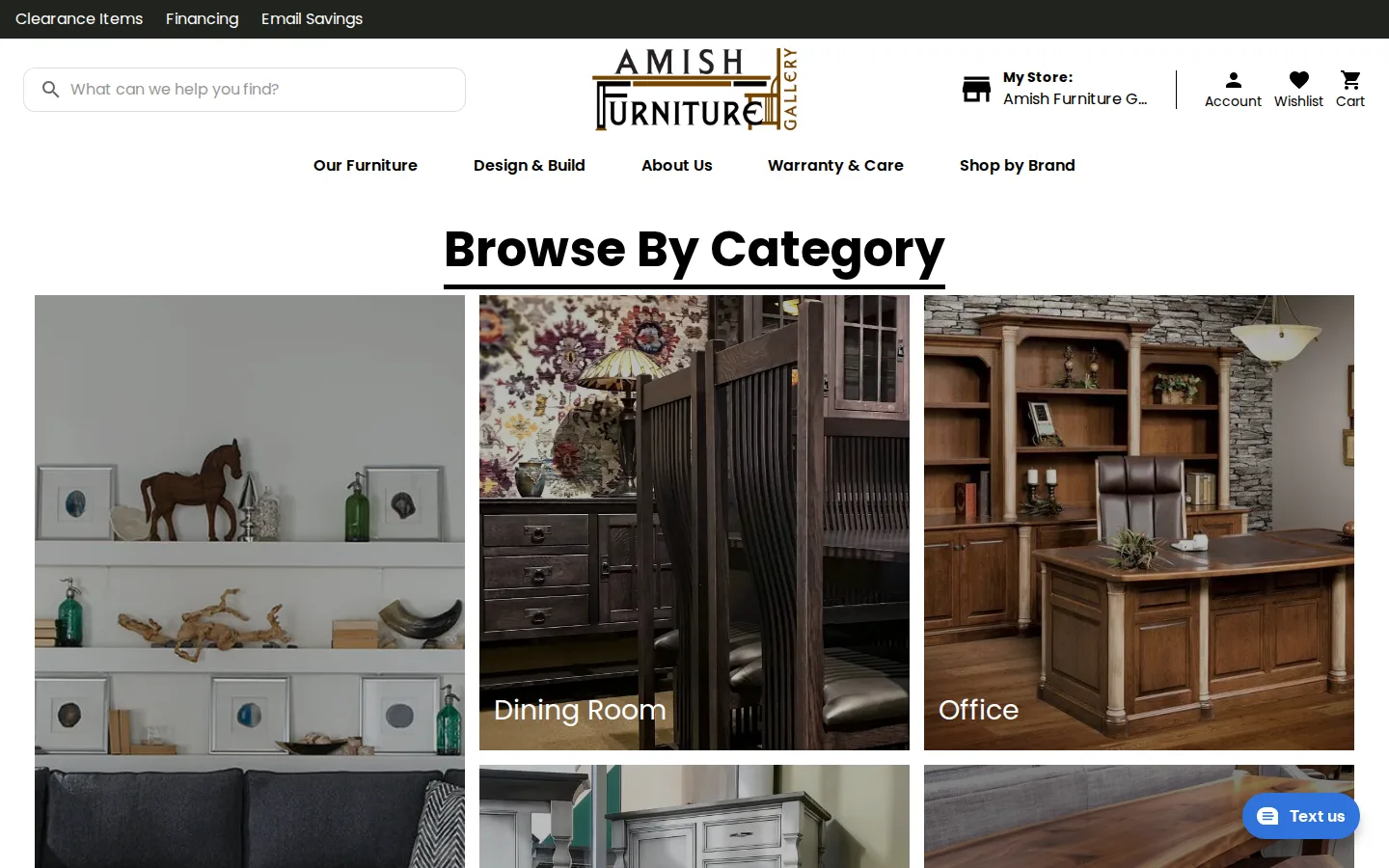 Captured website of Amish Furniture Gallery
