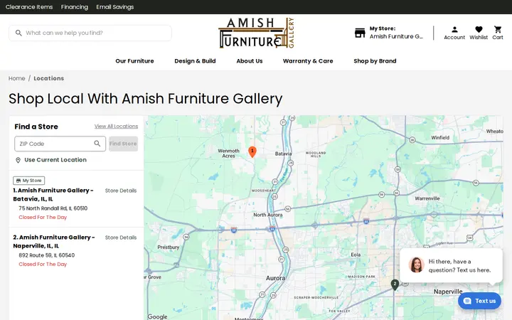 /locations — Amish Furniture Gallery