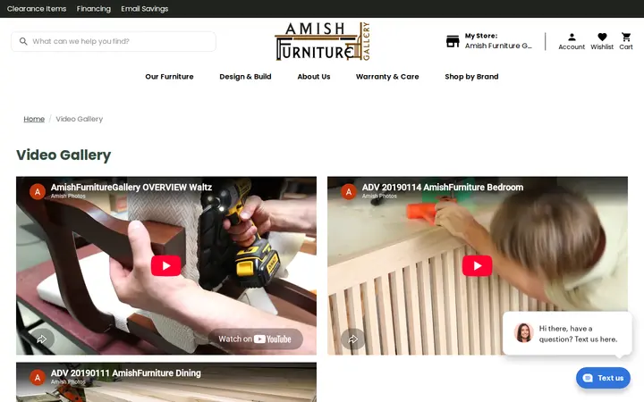 /videos-page — Amish Furniture Gallery