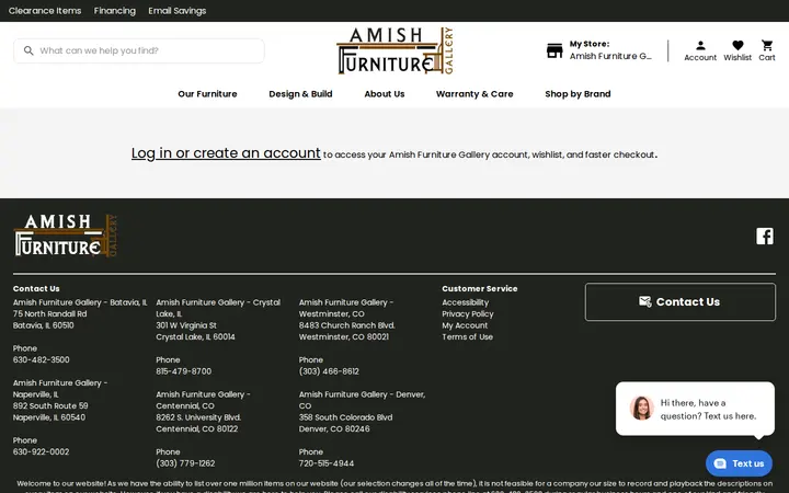 /my-account — Amish Furniture Gallery