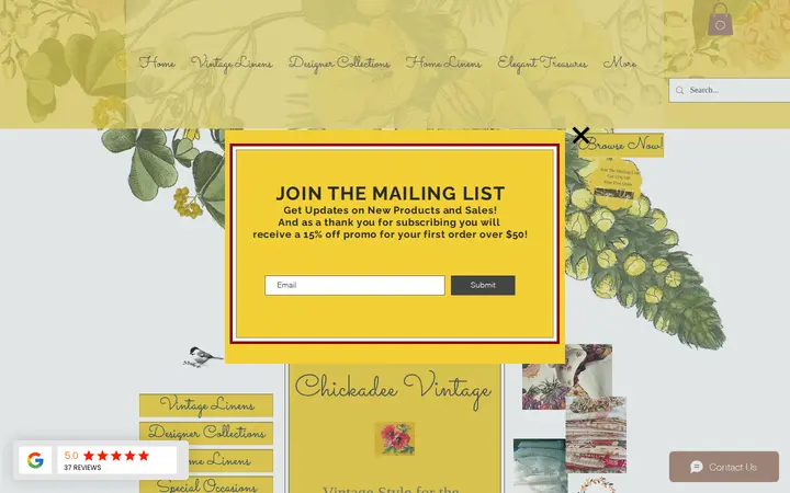 Website of Chickadee Vintage