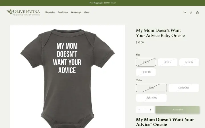 /products/my-mom-doesnt-want-your-advice-baby-onesie-dark-gray — Olive Patina Denver