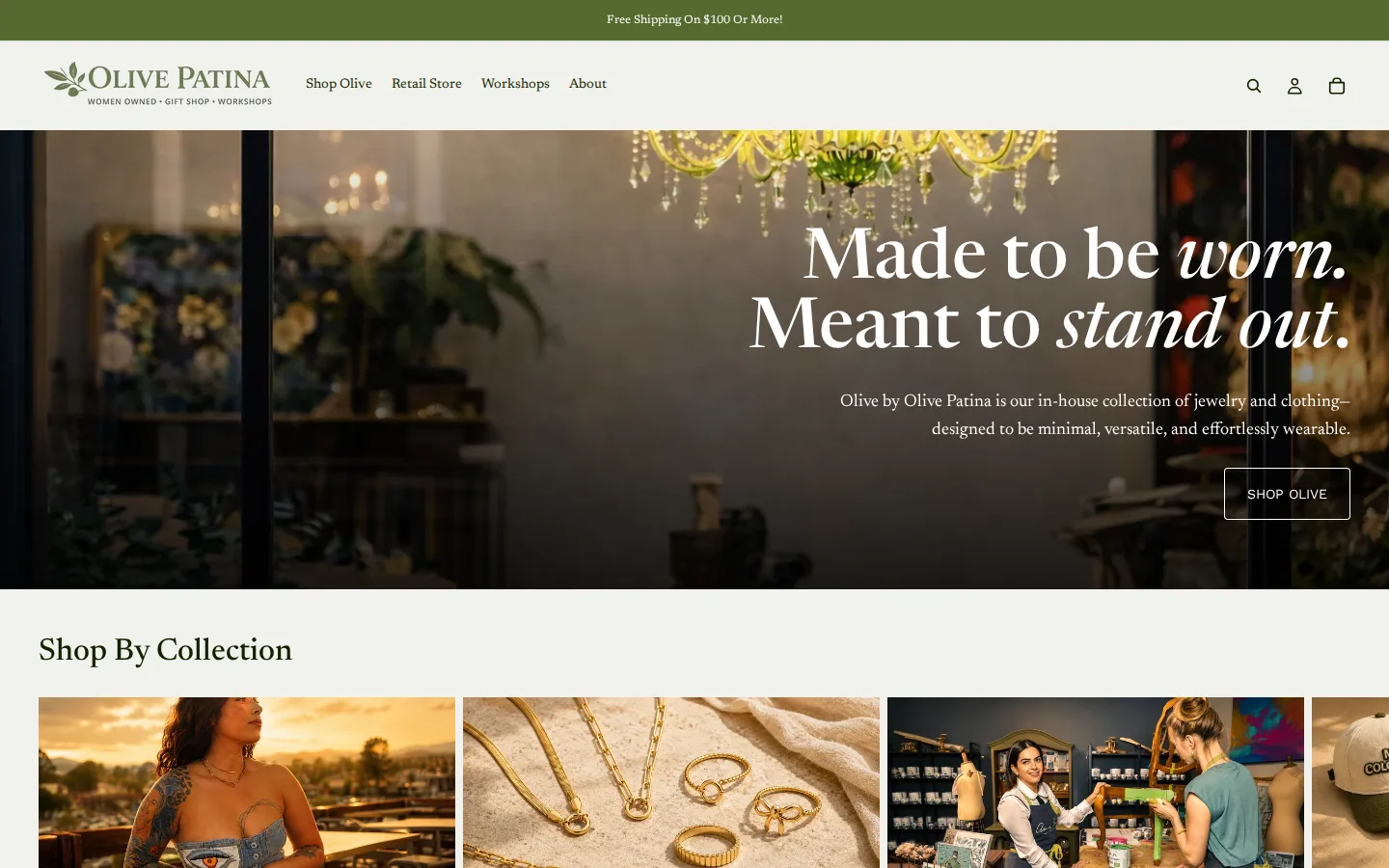 Captured website of Olive Patina Denver