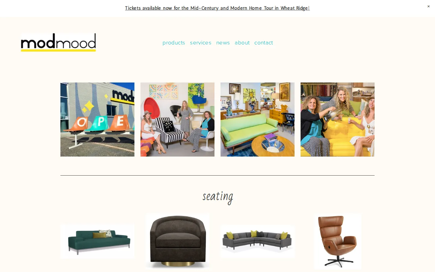 Captured website of modmood and RETRO Consignment