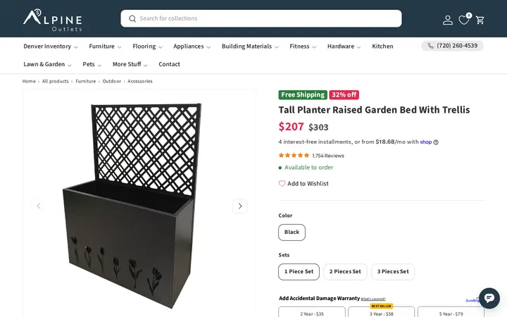 /collections/outdoor-accessories/products/tall-planter-raised-garden-bed-with-trellis — Alpine Outlets
