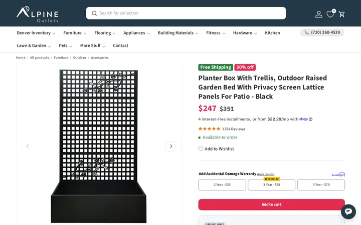 /collections/outdoor-accessories/products/planter-box-with-trellis-outdoor-raised-garden-bed-with-privacy-screen-lattice-panels-for-patio-black — Alpine Outlets