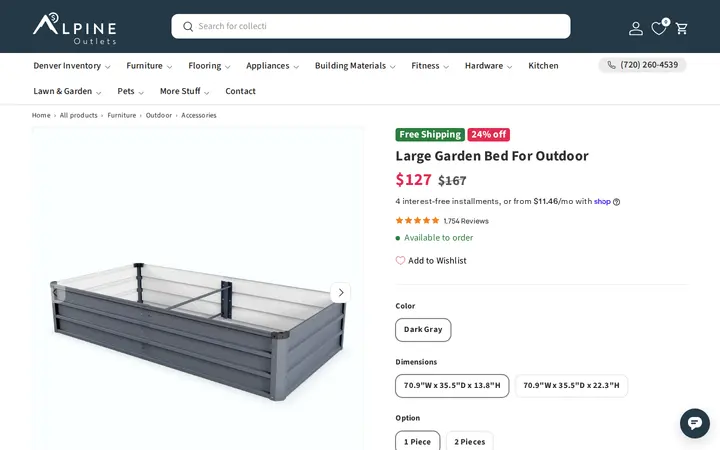 /collections/outdoor-accessories/products/large-garden-bed-for-outdoor — Alpine Outlets
