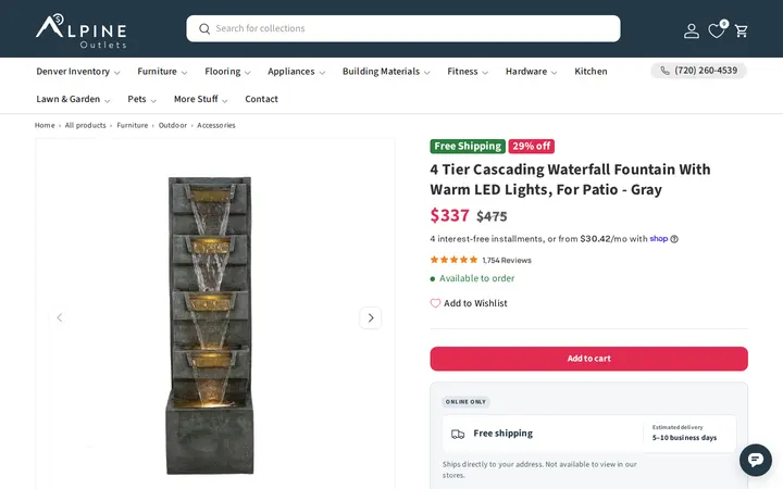 /collections/outdoor-accessories/products/4-tier-cascading-waterfall-fountain-with-warm-led-lights-for-patio-gray — Alpine Outlets