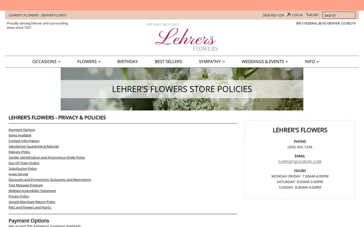 /store-policies — Lehrer's Flowers
