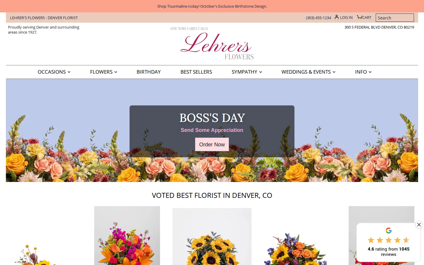 Captured website of Lehrer's Flowers