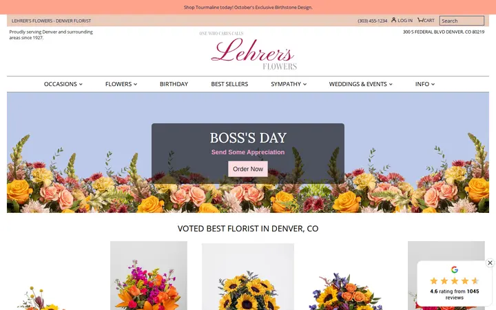 Website of Lehrer's Flowers