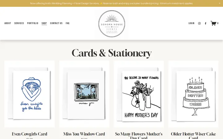 /shop/cards-stationery — Sonora House Events