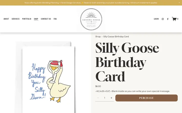 /shop/p/silly-goose-birthday-card — Sonora House Events