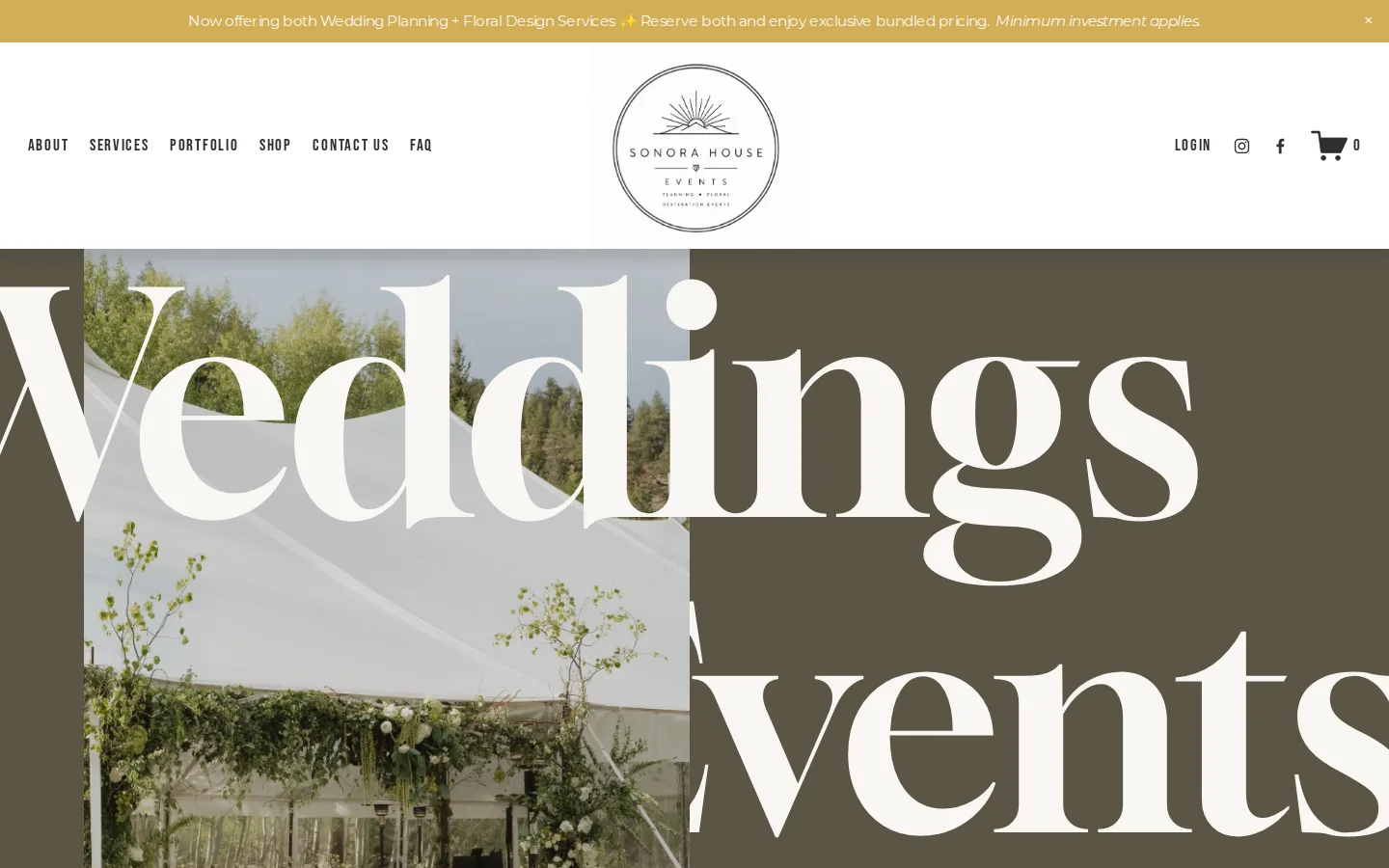 Captured website of Sonora House Events