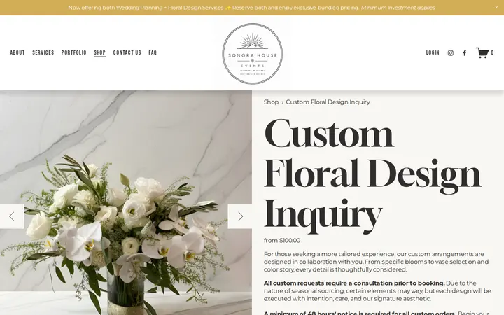 /shop/p/custom-floral-design-inquiry — Sonora House Events