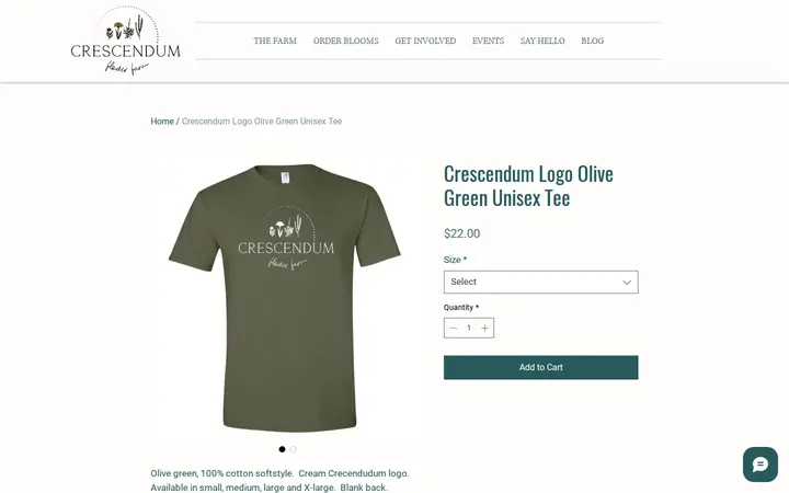 /product-page/crescendum-logo-olive-green-unisex-tee-adult — Crescendum Flower Farm