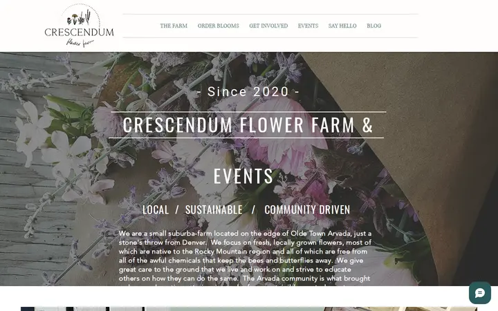 Website of Crescendum Flower Farm
