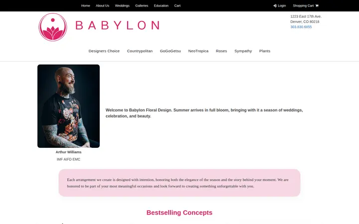 Website of Babylon Floral