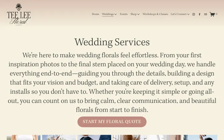 /weddings-services-what-we-offer — TeeLee Floral and Events
