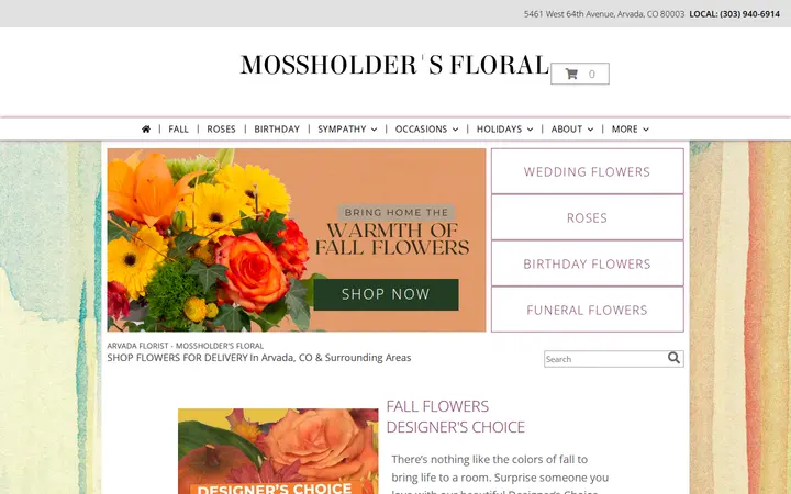 Website of Mossholder's Floral
