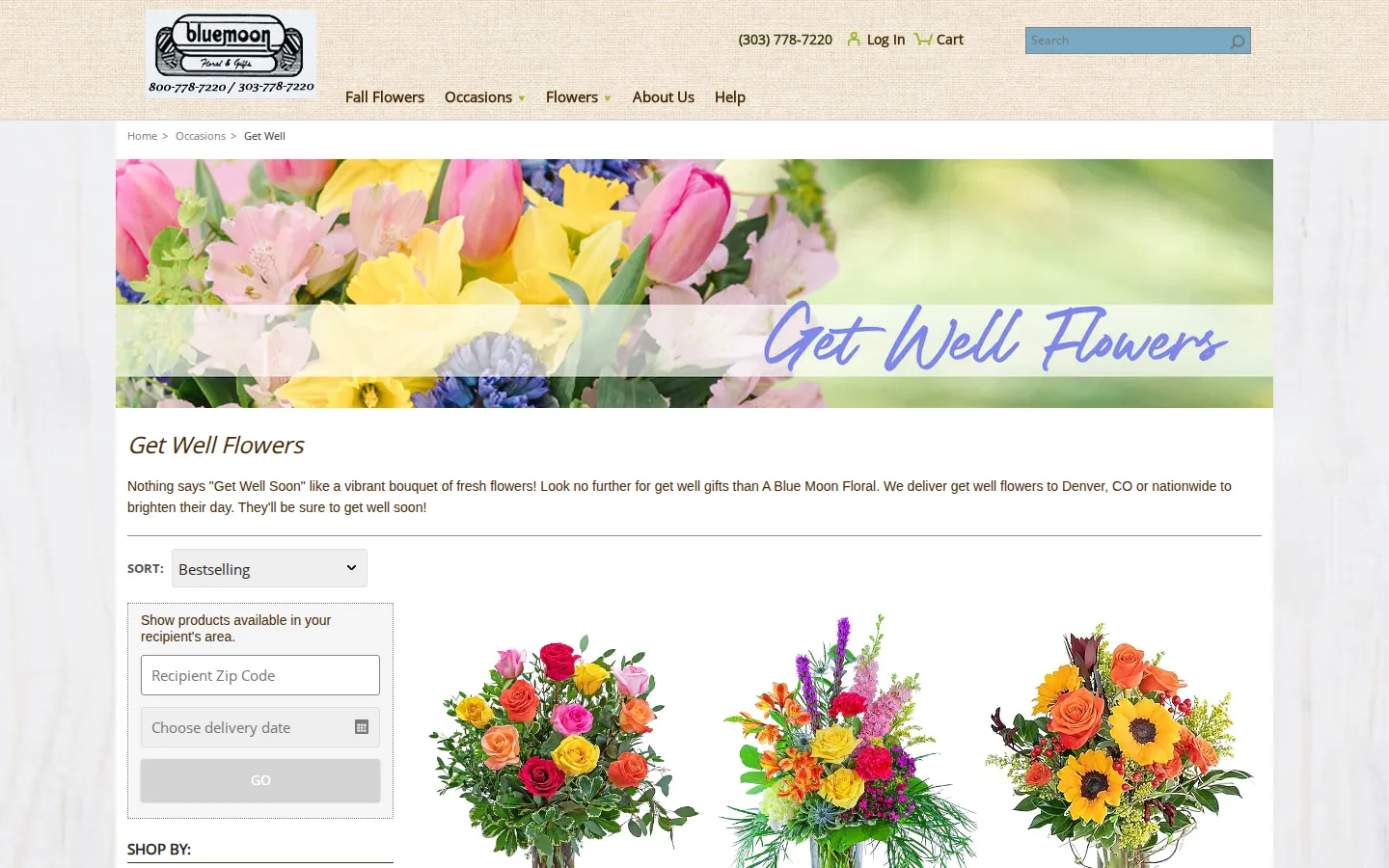 Captured website of A Blue Moon Floral