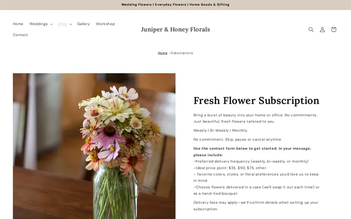 /pages/subscriptions — Juniper & Honey Floral Designs