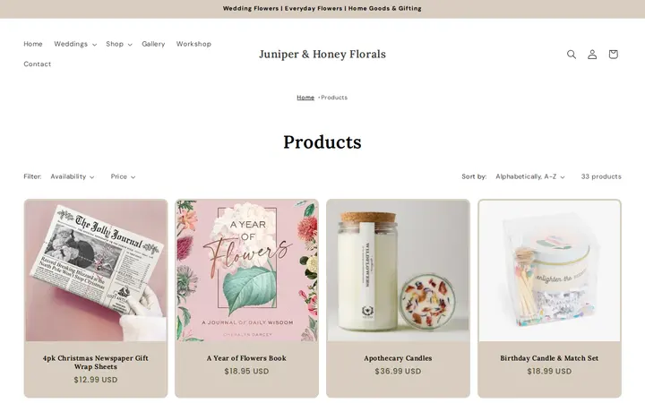 /collections/all — Juniper & Honey Floral Designs