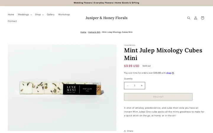 /products/mint-julep-mixology-cubes-mini — Juniper & Honey Floral Designs