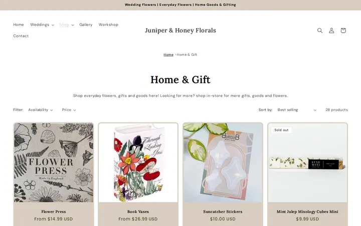 /collections/frontpage — Juniper & Honey Floral Designs
