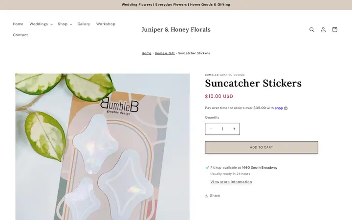 /products/suncatcher-stickers — Juniper & Honey Floral Designs