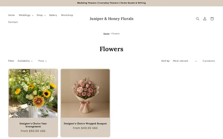 /collections/flowers — Juniper & Honey Floral Designs