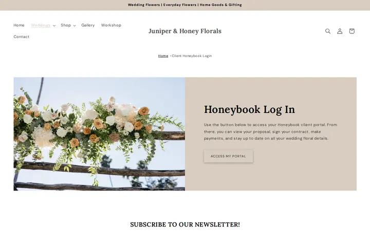 /pages/client-honeybook-login — Juniper & Honey Floral Designs