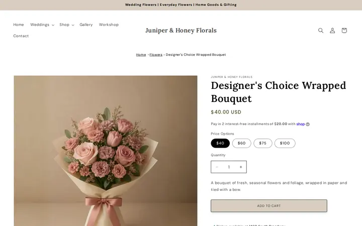 /products/designers-choice-wrapped-bouquet — Juniper & Honey Floral Designs