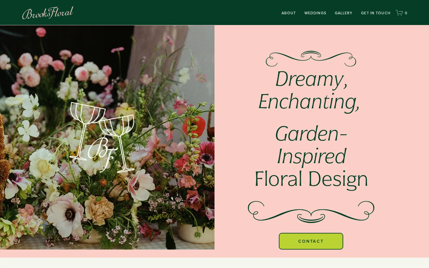Captured website of Brooks Floral