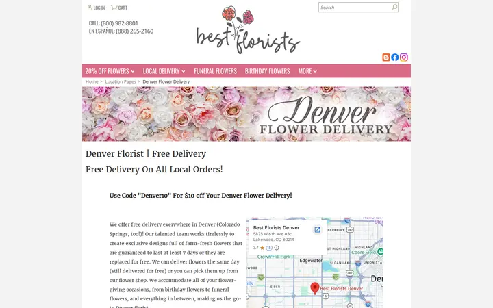 Website of Best Florists Denver