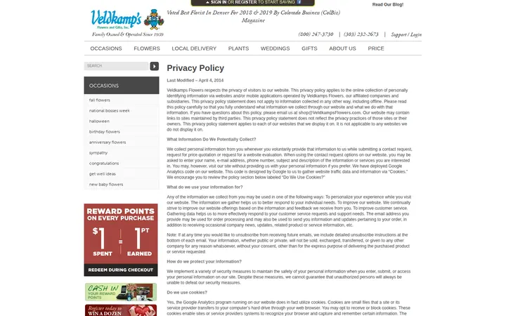 /pages/privacy-policy.htm — Veldkamp's Flowers & Gifts