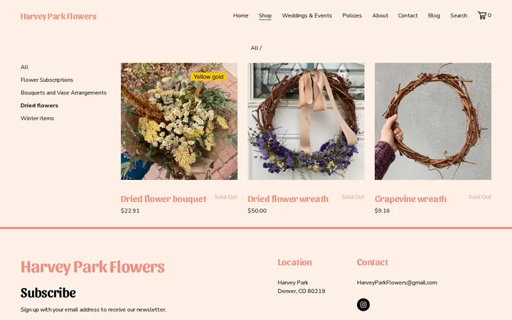 /shop/dried-flowers — Harvey Park Flowers