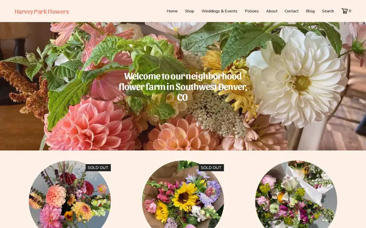 Website of Harvey Park Flowers